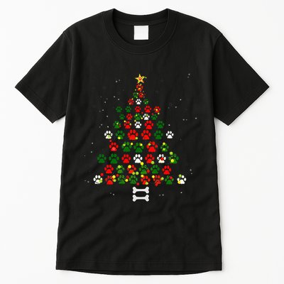 Christmas Cute Dog Paws Xmas Tree Funny Dog Puppy Owner Tall T-Shirt