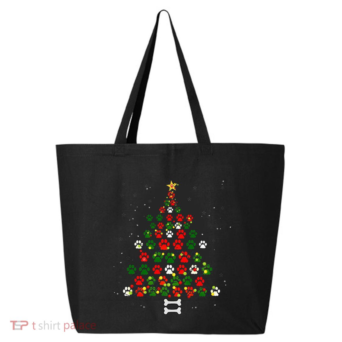 Christmas Cute Dog Paws Xmas Tree Funny Dog Puppy Owner 25L Jumbo Tote