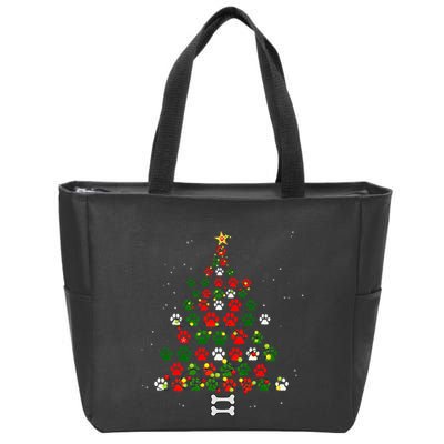 Christmas Cute Dog Paws Xmas Tree Funny Dog Puppy Owner Zip Tote Bag