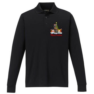 Cane Corso Dog Xmas Tree Lighting Santa Cane Corso Christmas Gift Performance Long Sleeve Polo