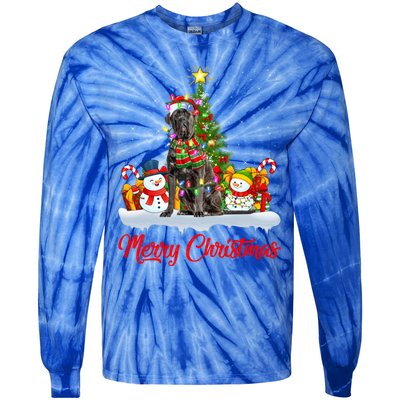 Cane Corso Dog Xmas Tree Lighting Santa Cane Corso Christmas Gift Tie-Dye Long Sleeve Shirt