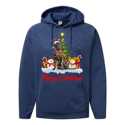 Cane Corso Dog Xmas Tree Lighting Santa Cane Corso Christmas Gift Performance Fleece Hoodie