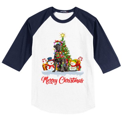 Cane Corso Dog Xmas Tree Lighting Santa Cane Corso Christmas Gift Baseball Sleeve Shirt