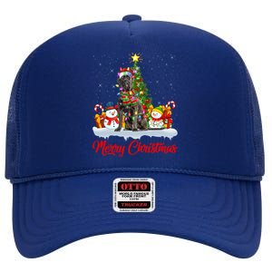 Cane Corso Dog Xmas Tree Lighting Santa Cane Corso Christmas Gift High Crown Mesh Back Trucker Hat