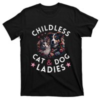 Childless Cat & Dog Ladies Voting For Kamala President 2024 T-Shirt