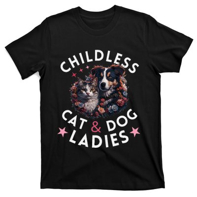 Childless Cat & Dog Ladies Voting For Kamala President 2024 T-Shirt