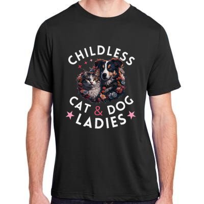 Childless Cat & Dog Ladies Voting For Kamala President 2024 Adult ChromaSoft Performance T-Shirt