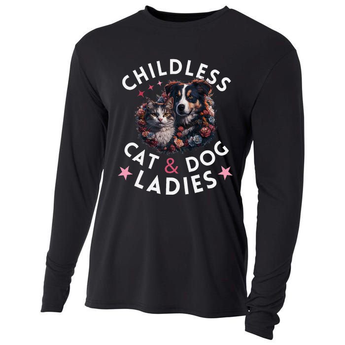 Childless Cat & Dog Ladies Voting For Kamala President 2024 Cooling Performance Long Sleeve Crew