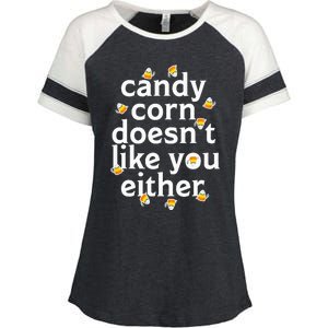 Candy Corn Doesn't Like You Either Enza Ladies Jersey Colorblock Tee