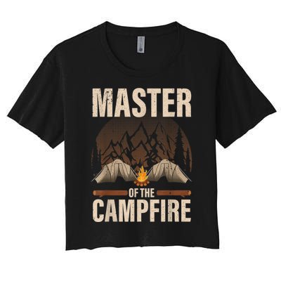 Cool Campfire Design For Men Women Camping Trailer Camper Women's Crop Top Tee