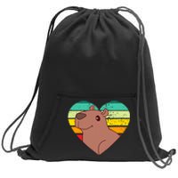 Cute Capybara Design Retro Heart Shape Vintage Sweatshirt Cinch Pack Bag