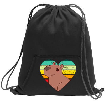 Cute Capybara Design Retro Heart Shape Vintage Sweatshirt Cinch Pack Bag