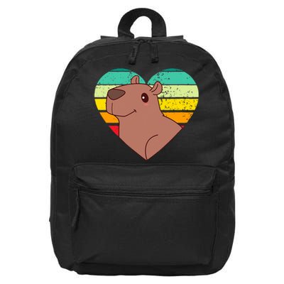 Cute Capybara Design Retro Heart Shape Vintage 16 in Basic Backpack