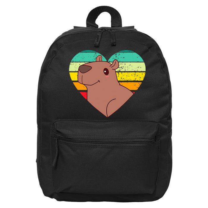 Cute Capybara Design Retro Heart Shape Vintage 16 in Basic Backpack