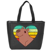 Cute Capybara Design Retro Heart Shape Vintage Zip Tote Bag