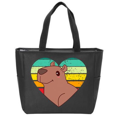 Cute Capybara Design Retro Heart Shape Vintage Zip Tote Bag