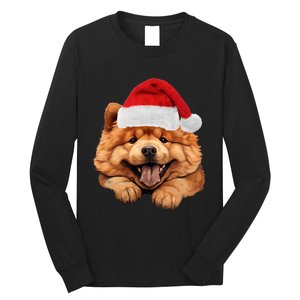 Chow Chow Dog Santa Claus Hat Christmas Holidays Long Sleeve Shirt