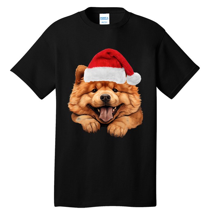 Chow Chow Dog Santa Claus Hat Christmas Holidays Tall T-Shirt