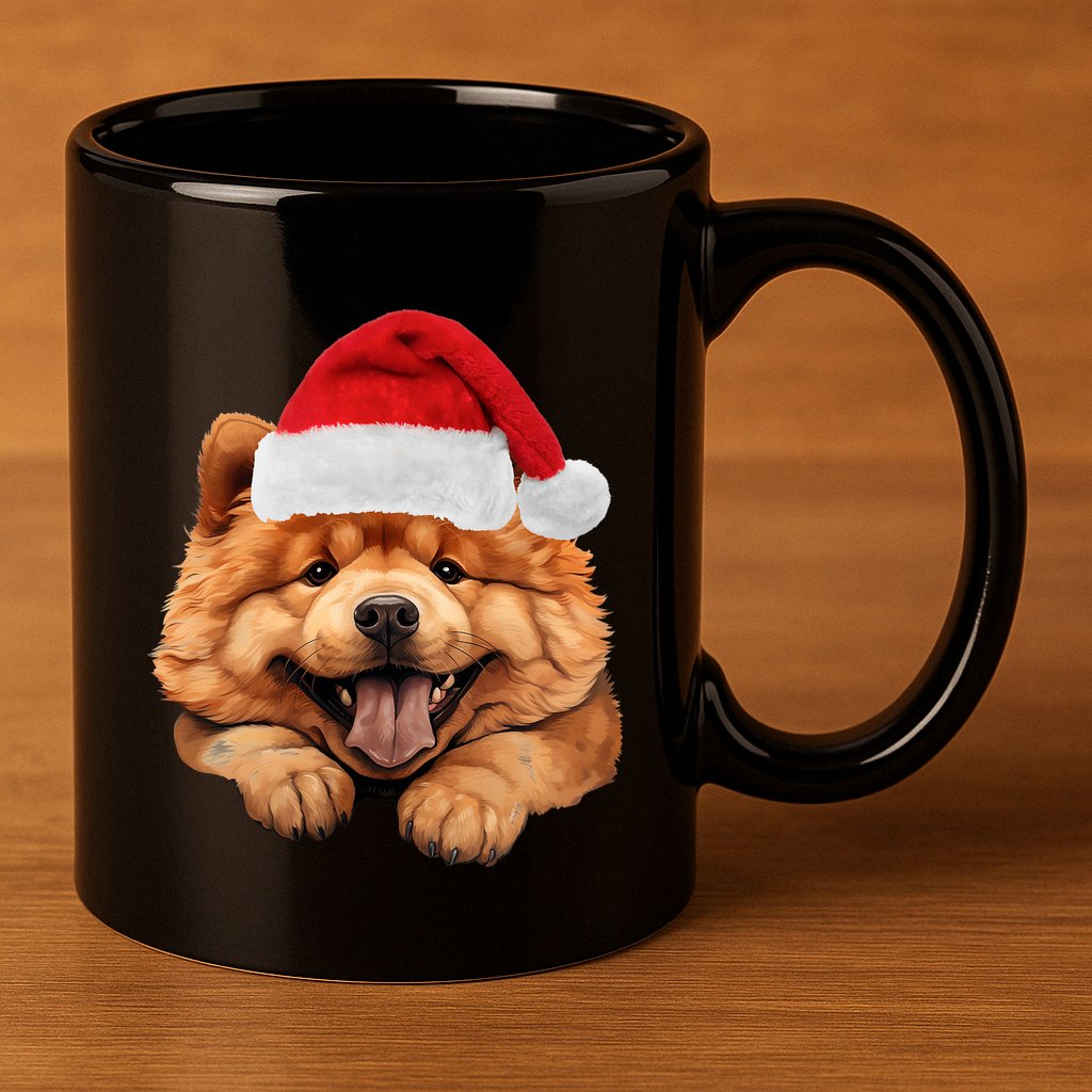 Chow Chow Dog Santa Claus Hat Christmas Holidays 11oz C Handle Ceramic Mug