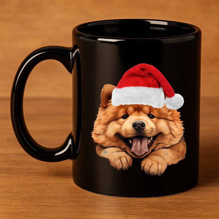 Chow Chow Dog Santa Claus Hat Christmas Holidays 11oz C Handle Ceramic Mug