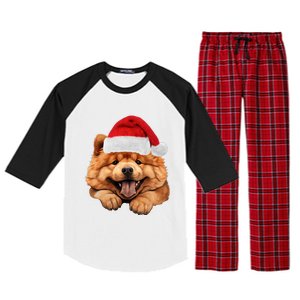 Chow Chow Dog Santa Claus Hat Christmas Holidays Raglan Sleeve Pajama Set