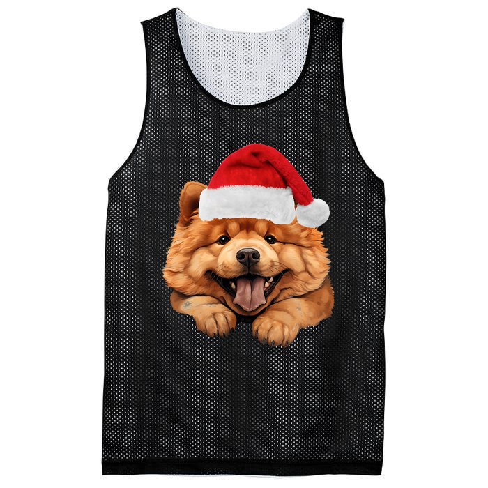 Chow Chow Dog Santa Claus Hat Christmas Holidays Mesh Reversible Basketball Jersey Tank