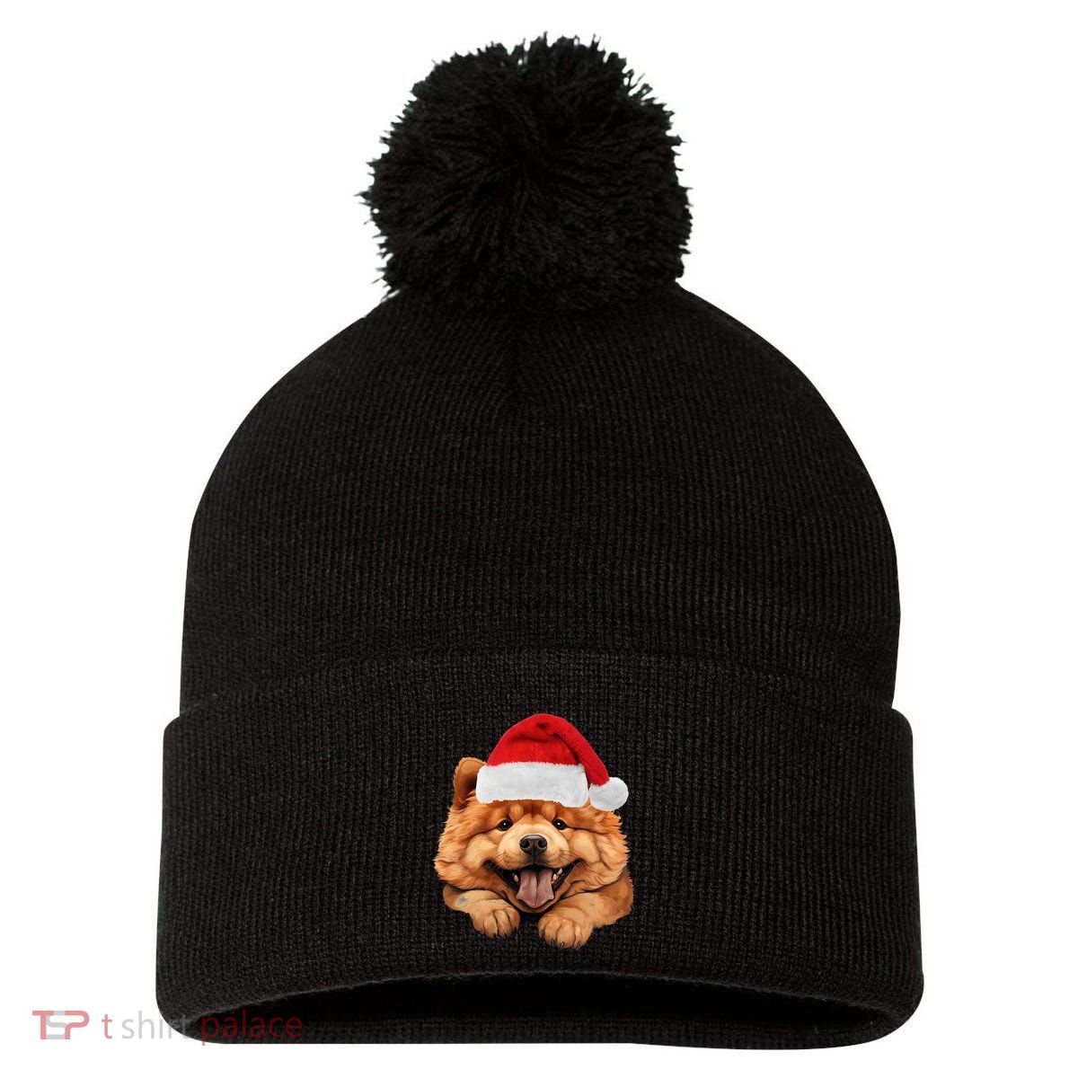 Chow Chow Dog Santa Claus Hat Christmas Holidays Pom Pom 12in Knit Beanie