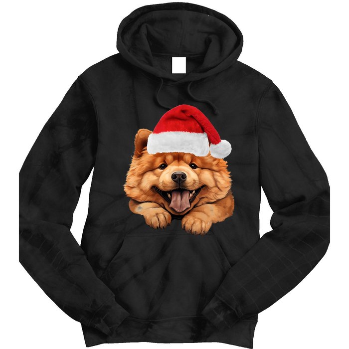 Chow Chow Dog Santa Claus Hat Christmas Holidays Tie Dye Hoodie