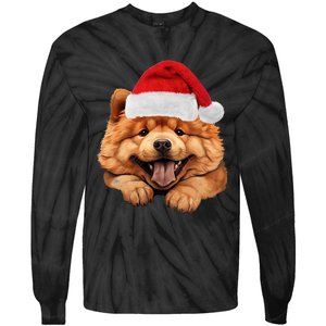 Chow Chow Dog Santa Claus Hat Christmas Holidays Tie-Dye Long Sleeve Shirt