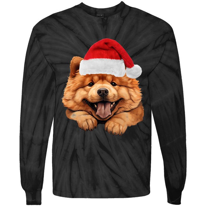 Chow Chow Dog Santa Claus Hat Christmas Holidays Tie-Dye Long Sleeve Shirt