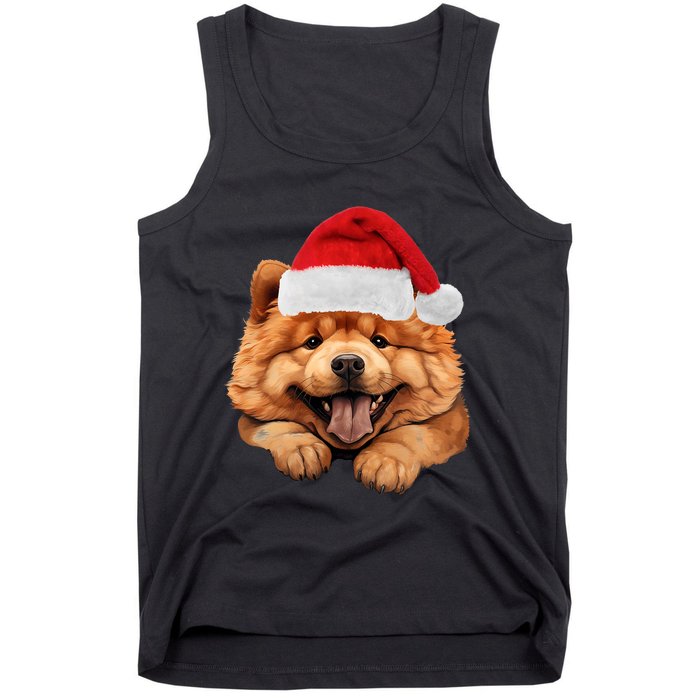 Chow Chow Dog Santa Claus Hat Christmas Holidays Tank Top