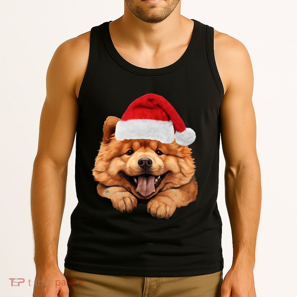 Chow Chow Dog Santa Claus Hat Christmas Holidays Tank Top