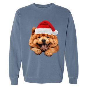 Chow Chow Dog Santa Claus Hat Christmas Holidays Garment-Dyed Sweatshirt