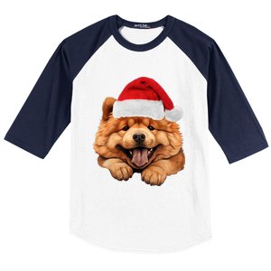 Chow Chow Dog Santa Claus Hat Christmas Holidays Baseball Sleeve Shirt