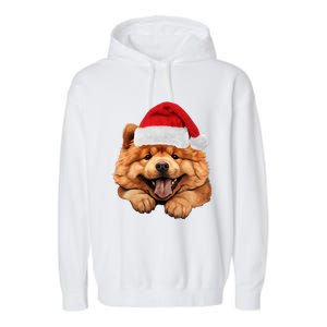 Chow Chow Dog Santa Claus Hat Christmas Holidays Garment-Dyed Fleece Hoodie