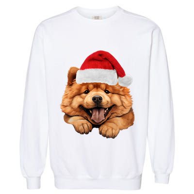 Chow Chow Dog Santa Claus Hat Christmas Holidays Garment-Dyed Sweatshirt