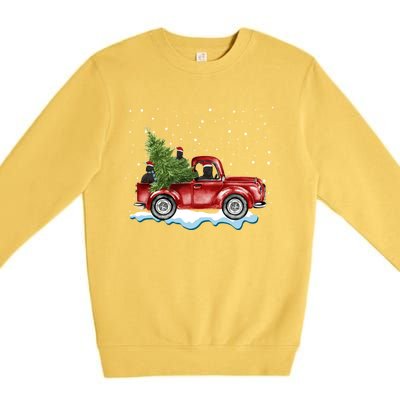 Cane Corso Dogs Ride Red Truck Christmas Gift Funny Xmas Funny Gift Premium Crewneck Sweatshirt