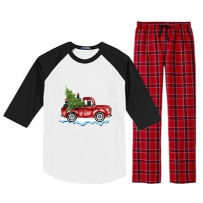 Cane Corso Dogs Ride Red Truck Christmas Gift Funny Xmas Funny Gift Raglan Sleeve Pajama Set