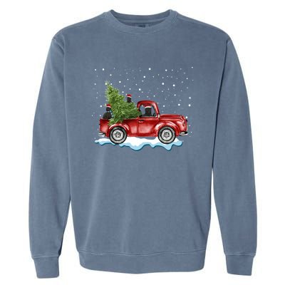 Cane Corso Dogs Ride Red Truck Christmas Gift Funny Xmas Funny Gift Garment-Dyed Sweatshirt