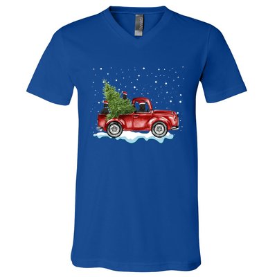 Cane Corso Dogs Ride Red Truck Christmas Gift Funny Xmas Funny Gift V-Neck T-Shirt