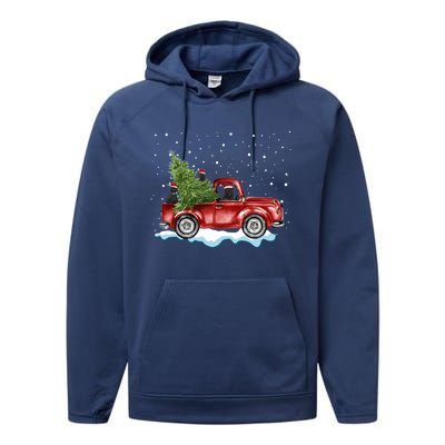 Cane Corso Dogs Ride Red Truck Christmas Gift Funny Xmas Funny Gift Performance Fleece Hoodie