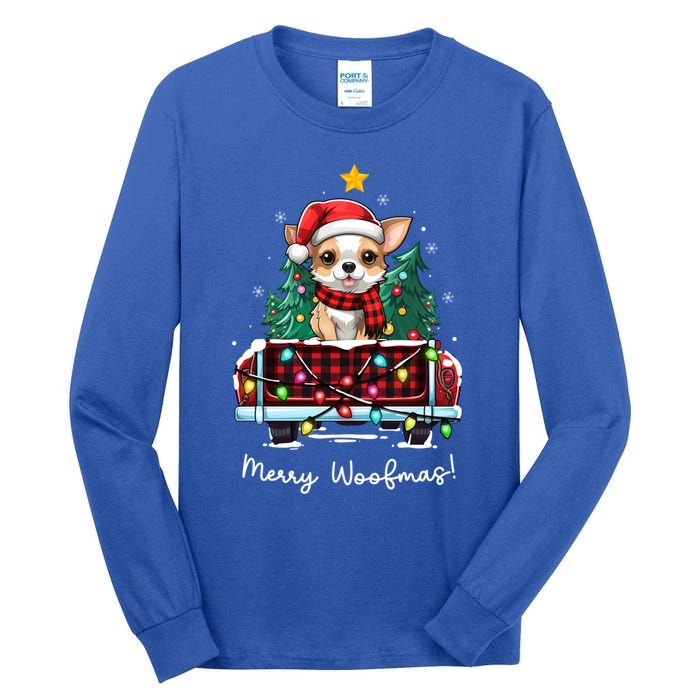 Chihuahua Christmas Dog Truck Plaid Funny Xmas Tree Meaningful Gift Tall Long Sleeve T-Shirt