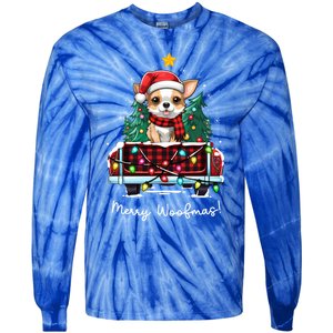 Chihuahua Christmas Dog Truck Plaid Funny Xmas Tree Meaningful Gift Tie-Dye Long Sleeve Shirt