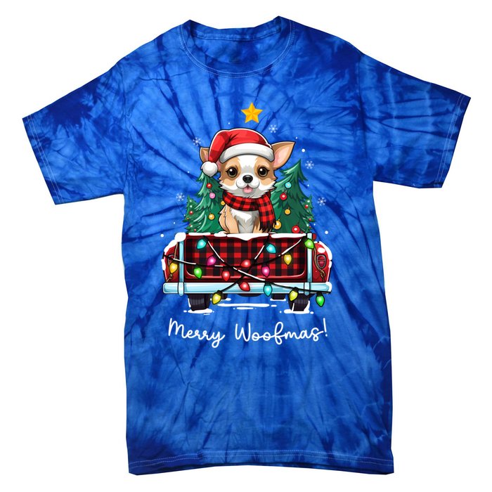 Chihuahua Christmas Dog Truck Plaid Funny Xmas Tree Meaningful Gift Tie-Dye T-Shirt