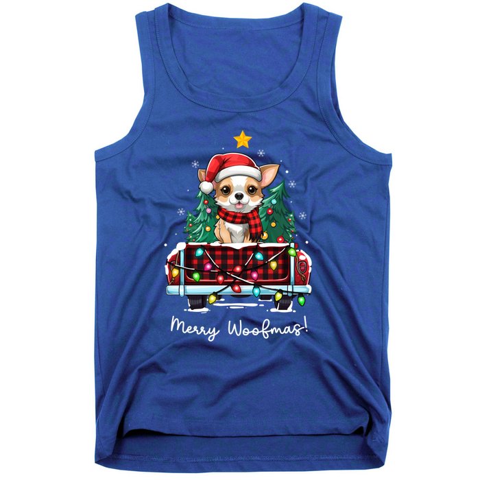 Chihuahua Christmas Dog Truck Plaid Funny Xmas Tree Meaningful Gift Tank Top