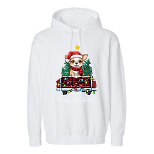 Chihuahua Christmas Dog Truck Plaid Funny Xmas Tree Meaningful Gift Garment-Dyed Fleece Hoodie