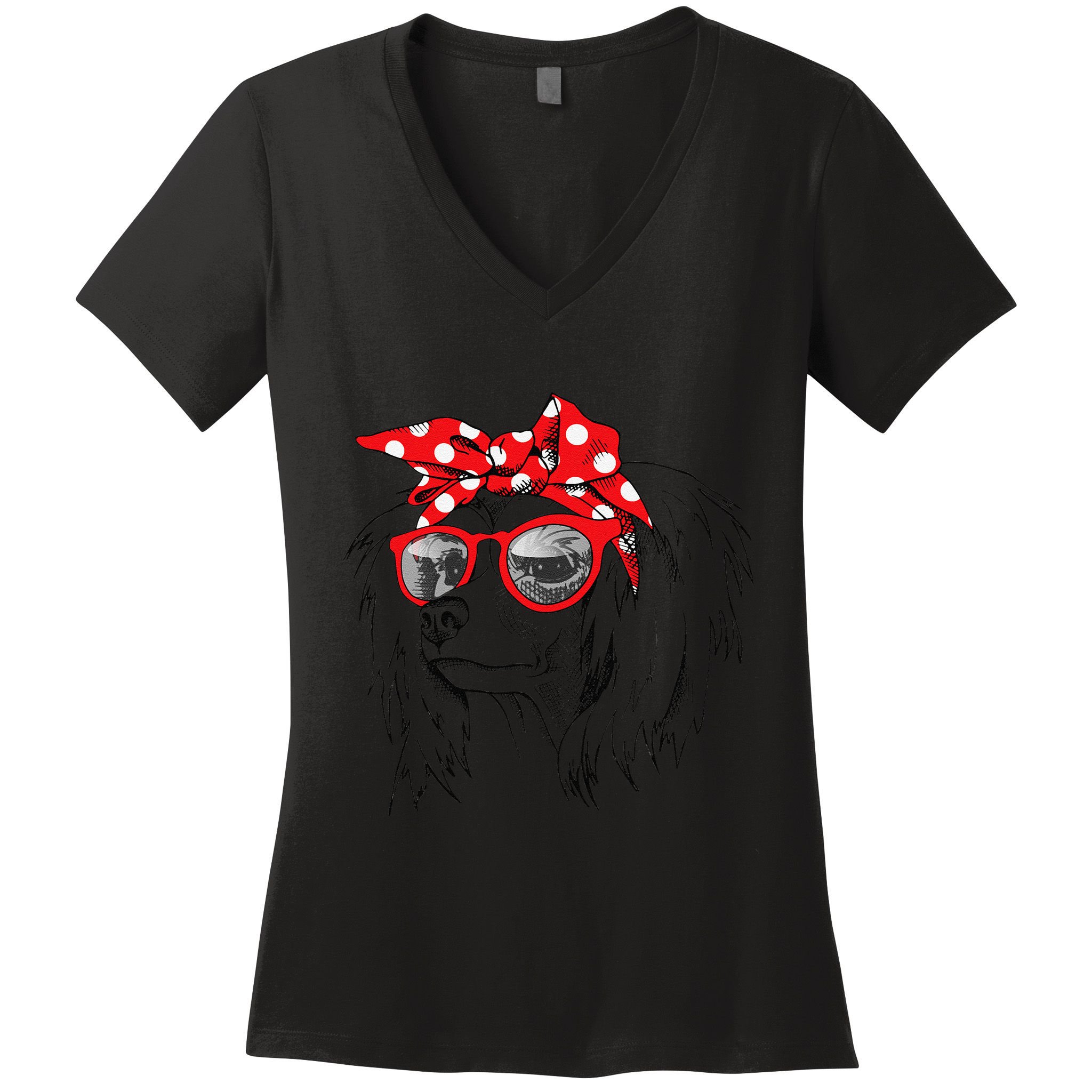 Chinese Crested Dog Mom Bandana Sunglasses MotherS Day Women's V-Neck T-Shirt