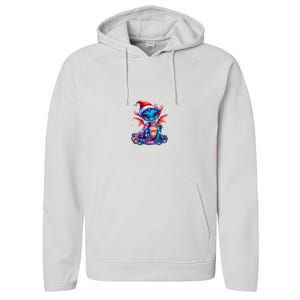 Cute Christmas Dragon Performance Fleece Hoodie