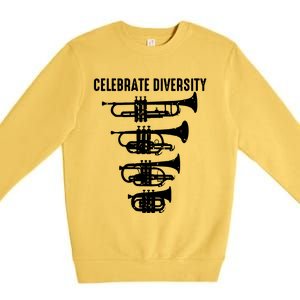 Cool Celebrate Diversity Trumpet Gift Cute Flugelhorn Cornet Premium Crewneck Sweatshirt