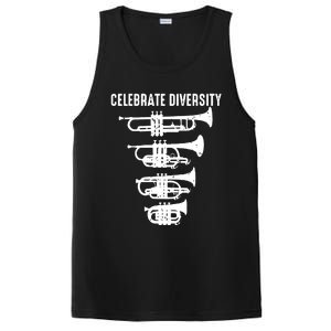 Cool Celebrate Diversity Trumpet Gift Cute Flugelhorn Cornet PosiCharge Competitor Tank